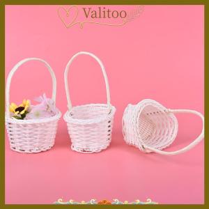 [Valitoo] ตะกร้าผ้าทอพลาสติกขนาดเล็ก1ชิ้นกระเป๋าปิคนิคสำหรับใส่ชาหวาย