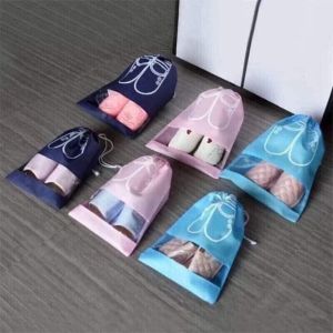 Sét 5 túi bọc giầy chống bụi dây rút/Túi đựng giầy dép tiện lợi chống bụi chống nước tiện lợi đi du lịch