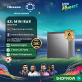 Hisense Kulkas Mini Bar Kulkas 1 Pintu - RR58D4IGN (Refrigerator) Lemari Es Portable  - Silver 【Net Capacity 42L】 【Space-Friendly】【Low Noise】【Separate Chiller】. 