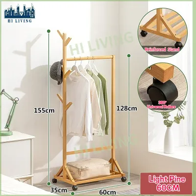 🌟SG STOCK🌟Simple bedroom floor clothes rack Household children clothes rack solid wood hangers