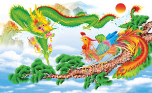 Tranh gạch men 3d rồng phượng - CBVV73