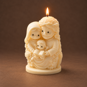 Sacred Family Candle | Baby Jesus Religious Candle | Christian Aesthetic Candle