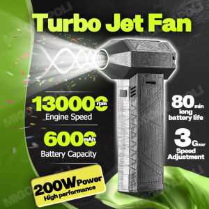130000RPM Turbo Jet Fan Blower Brushless Motor High Speed Strong Winds 3 Gears Adjustable Air Duster Rechargeable Type-C