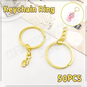 C0F0E. 50PCS Keychain Ring Gold Key Ring Key Chain And Open Jump Ring/ Metal Key Ring Gold Key Chains Rings Parts/Metal Keychain Rings Flat Key Chain Ring/For DIY Keychain Epoxy Resin Crafts.