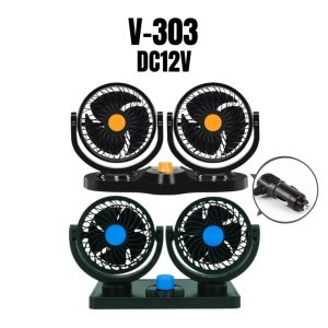 FAUS Kipas Angin Mobil V-303 / V-304 Car Cooling Double Headed Fan 360 Degree Rotatable / Kipas Pendingin Udara Mobil Aksesoris Interior Air Conditioner AC Mini Tempel Dashboard
