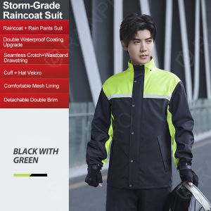 RAINPRO Men’s Long Raincoat Suit – Rainproof Split Full-Body 2-Piece Gear for Motorcycle & Delivery Use