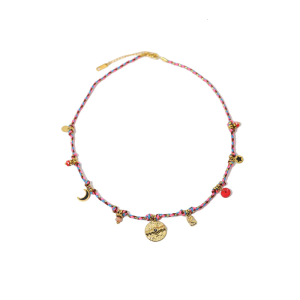 Vintage Women Necklace Braided Necklace with Moon and Star Pendant Adjustable Length Necklace Suitable for Any Occasion