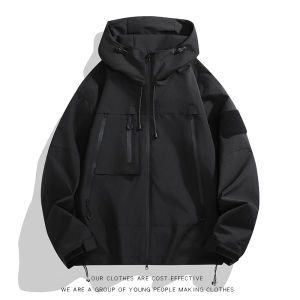 Outdoor Jacket for Men Spring and Autumn New American Style Functional Trendy Brand Velcro Couple Loose Hooded Jacket Coat Trendy