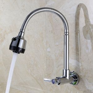 Vòi Rửa Bát Inox Xoay 360 Độ 2 Chế Độ Nước Vòi Gắn Tường Chống Gỉ Mài Mòn