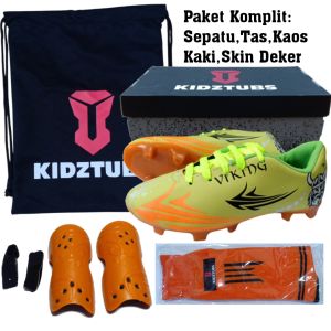 KIDZTUBS Sepatu Bola Anak Paket Komplit Sepatu Bola Tas Skin Deker Kaos Kaki Usia 6-10 Tahun Size 28 29 30 31 32 33 34 35 36 37 KDZ1134011525