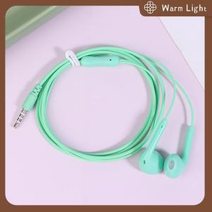 Warm Light U19 Smooth Surface Wired Earphones Super Bass 3.5mm Headphones With Built-in Mic Hands Noise Canceling Earbuds Music Headset