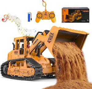 Construction Toys Bulldozer - Kids Engineering Remote Control Truck Toy Rechargeable Multifunction Vehicle Loader Beach Outdoor Toy Christmas Birthday Idea for 3 4 5 6 Year Old Toddler Boys Children