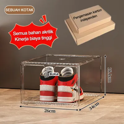 XMVP Kotak Sepatu 3/6/9 Ekstra Besar Transparan Akrilik - Lipat & Simpan Multifungsi dengan Lubang Ventilasi