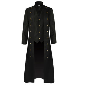Halloween Cosplay Costume Abrigo Hombre Mens Steampunk Medieval Tailcoat Long Jacket Retro Gothic Victorian Frock Coat Uniform