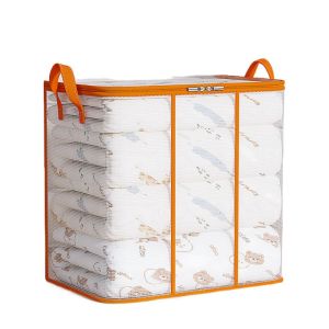 RBJ4 Large Capacity Foldable Storage Bag Waterproof Transparent PVC Quilts Storage Bag Multipurpose Reusable Clothes Storage Box Home
