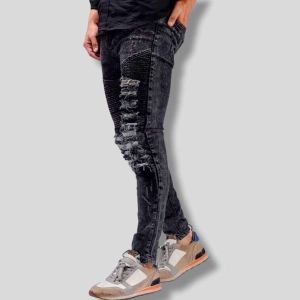 Celana Jeans Sobek Bikers Pria Cowok Celana Panjang Jeans Slimfit Stretch Melar Distro Premium