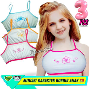 6Pcs Miniset Anak Perempuan Karakter List Bordir-Daleman Anak Cewek ABG Kelas 4-6 SD Usia 6-12Tahun