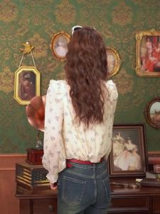 เสื้อเชิ๊ตแขนยาวครึ่ง ผู้หญิง เสื้อเชิ๊ตผ้าชีฟ เกาหลี 2024