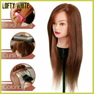 Lofty White Professional Manequin head Human Hair Barber Practice Hairstyle Hairdresser Doll