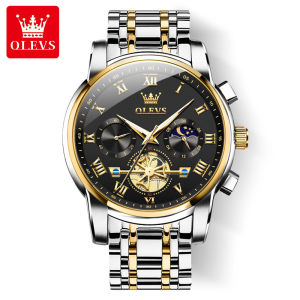 OLEVS Jam Tangan Pria Anti Air Original Cowok Terbaru Tahan Luxury Led Sport Analog  Multifungsi Chronograph Stainless Steel Watch Men Cod