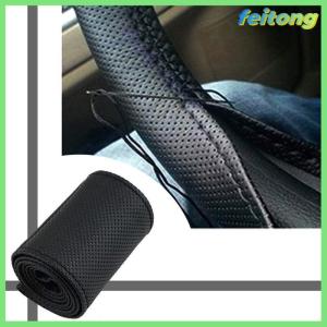 【feitong】🚕🚕【HOT SALE】 New Car Truck Leather Steering Wheel Cover With Needles and Thread Black DIY