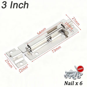 1pc Stainless steel Barrel Bolt Lock 2inch 3inch 4inch 5inch 6inch Anti-theft Door Latch (with screw）