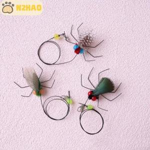 N2HAO 1 5ชิ้นจำลองแมลงบินได้ขนาดเล็กของเล่นสำหรับแมวอุปกรณ์สำหรับสัตว์เลี้ยง
