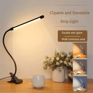 LED Clip on Desk Lamp Eye Protection USB Clip on Lamp Student Dormitory Reading Writing Light