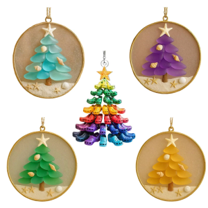 4 cái xách tay Cây giáng sinh bằng Nhựa Acrylic móc 2D phẳng phong cách shatterproof đồ trang trí cho ngày lễ cho sử dụng trong nhà