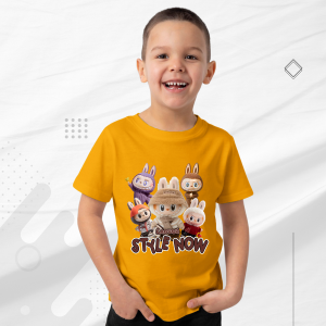 T-Shirt Anak Motif Labubu & Skater - Bahan Campuran Kapas-Poliester - Usia 2-12 Tahun