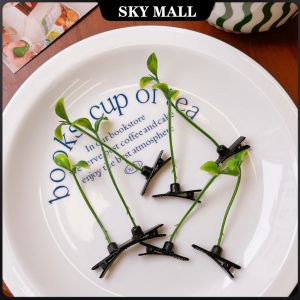 20Pcs Artificial Bean Bud Hairpin Cute Girls and Kids with Grass On Their Heads Artificial Bean Sprouts Hairpin