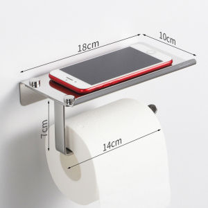 Stainless Steel Wall Mount Bathroom Toilet Paper Rolls Holder & Phone Holder
