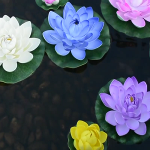 5Pcs Floating Foam Flower with Artificial Leaf Water Lilies Pad Artificial Pond Ornament for Aquariums Tank Garden