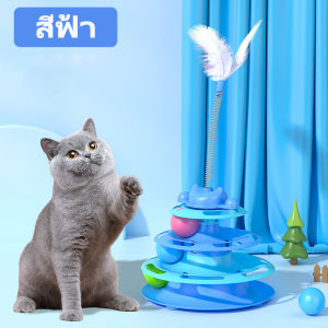 ของเล่นแมว รางบอลแมว จานเสียงแมว ด้วยขนนก สามารถหมุนได้ 360 องศา