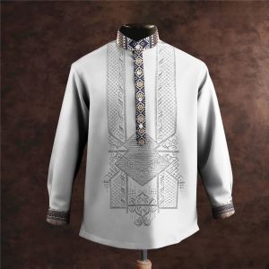 Ethnic Style Exquisite Batik Printed Traditional Clothing Autumn Mens Barong Long-sleeved Shirt Does Not Turn Yellow