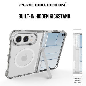 For iPhone Ultra Fold Case Transparent Invisible metal bracket Protective Back Cover MagSafe Wireless Charging Phone Shell Funda