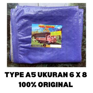 TERPAL PLASTIK A5 UK 6x8 BIRU SILVER BAHAN KOREA CAP TRUK FUSO