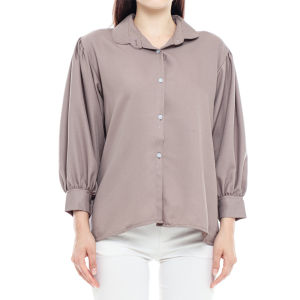 Kemeja Polos Atasan Wanita Kantoran Naomi Premium Shaqilla OOTD Style Korea Kekinian Viral Terbaru