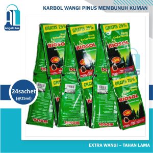 BIOSOL karbol extra wangi bunuh kuman virus renceng 24 sachet x 25ml pel pembersih lantai