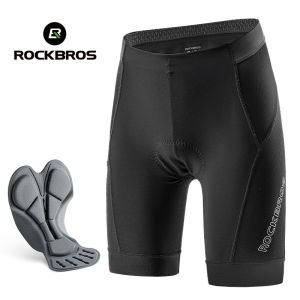 ROCKBROS Mens Cycling Shorts Dual-layer Sponge Density Bike Shorts Side Pocket Design Cycling Pants Sport Clothing