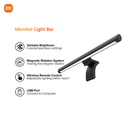 Xiaomi Mi Computer Monitor Light Bar No Screen Reflection Wireless Remote Control Dimmable Light Bar (Black)
