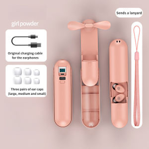 New F7 Fan Bluetooth Earphones 4 in 1 Combo Touch Control Bluetooth Earphones LEDFan Flashlight