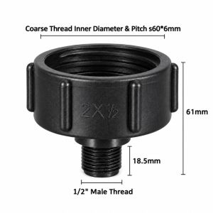 MODERNLUX 1/2" 3/4" 1" 1.5" 2" Bộ chuyển đổi cho thùng IBC. Đen S60 Ren Đầu nối ren Bền bỉ Phụ kiện cho thùng IBC Dành cho bồn chứa nước IBC