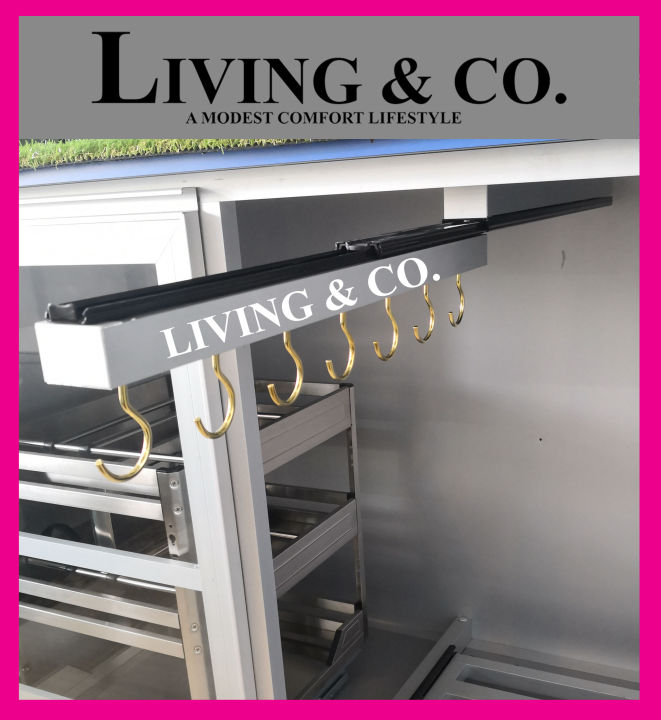 Kitchen Pull out pan hanging rack (Rak Kuali Dapur Tarik)/ RAK RAIL ...