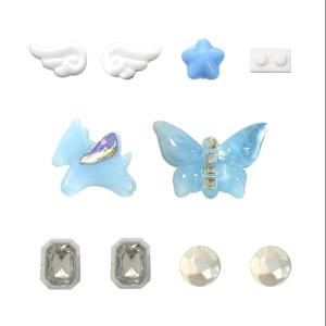 10Pcs Crocs Jibbitz Charms Cartoon Pegasus Butterfly Shoe Buckle Detachable Diamond Studded Shoe Decoration for Crocs