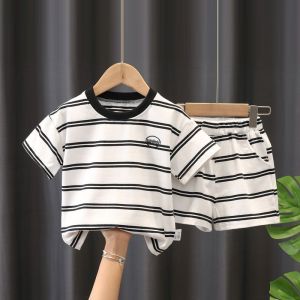 Kualitas Tinggi setelan baju kaos anak laki laki import katun 0-5 tahun pakaian anak cowok imut tampan