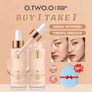 【BUY 1 TAKE GIFT】O.TWO.O Matte Concealer Lasting Face Matte Liquid Foundation Ultra-thin Base Makeup Moisturizing Oil Control with brush set Poreless Face Makeup