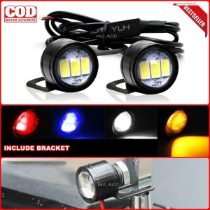 Lampu Mata Elang Strobo 3 LED BIRU Isi 2pcs Kedap Kedip Termasuk Bracket Bisa Untuk Motor Mobil