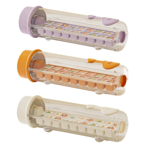 แม่พิมพ์พลาสติกถาดก้อนน้ำแข็ง18ช่องสี่เหลี่ยมอเนกประสงค์สำหรับค็อกเทลกาแฟประหยัดพื้นที่แม่พิมพ์ทำน้ำแข็งหมุนได้พร้อมฝา