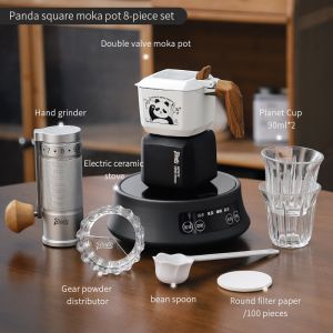 Bincoo van đôi ấm moka với bếp Ấm đun nước máy pha cà phê Espresso Bộ nồi cho gia đình văn phòng ngoài trời